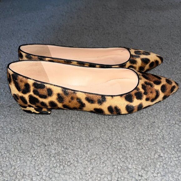 J. CREW MARINA LEOPARD PRINT REAL CALF HAIR POINTY-TOE BALLET FLATS NWT - 7.5 - Picture 2 of 10
